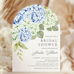 Elegant Blue Hydrangea Bridal Shower Kaart