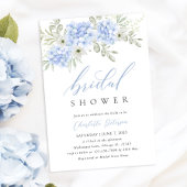 Elegant Blue Hydrangea Bridal Shower Kaart
