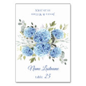 Elegant Blue Hydrangea Bruiloft Escort Kaart (Voorkant)