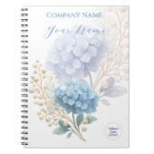 Elegant Blue Hydrangea Business Corporate Logo Notitieboek (Voorkant)
