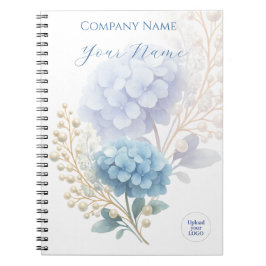 Elegant Blue Hydrangea Business Corporate Logo Notitieboek