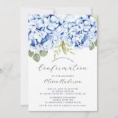 Elegant Blue Hydrangea Confermation Invitation Kaart (Voorkant)