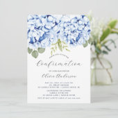 Elegant Blue Hydrangea Confermation Invitation Kaart (Staand voorkant)