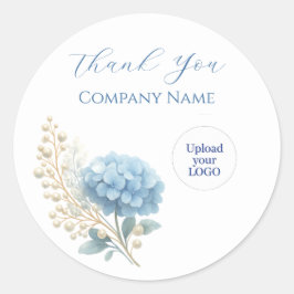 Elegant Blue Hydrangea Dank u Sticker Logo