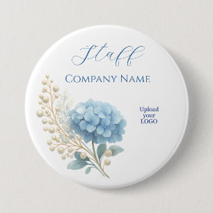 Elegant Blue Hydrangea Dank u Sticker Logo Ronde Button 7,6 Cm