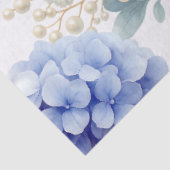 Elegant Blue Hydrangea Dank u Sticker Logo Tissuepapier (Detail)