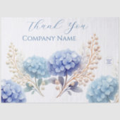 Elegant Blue Hydrangea Dank u Sticker Logo Tissuepapier (Voorkant)