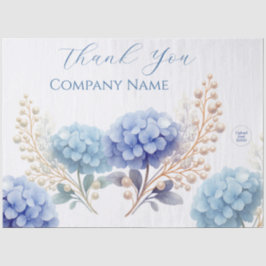 Elegant Blue Hydrangea Dank u Sticker Logo Tissuepapier