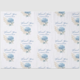 Elegant Blue Hydrangea Dank u Sticker Logo Tissuepapier