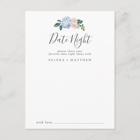 Elegant Blue Hydrangea Date Night Idea Kaarten (Voorkant)