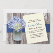 Elegant Blue Hydrangea en Mason Jar Vrijgezellenfe Kaart (Voorkant)