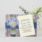 Elegant Blue Hydrangea en Mason Jar Vrijgezellenfe Kaart (Staand voorkant)