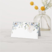 Elegant Blue Hydrangea en Rozen Wedding Plaatskaartje (Voorkant)