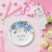 Elegant Blue Hydrangea Eucalyptus Party Papieren Bordje (Feest)