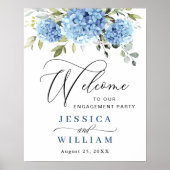 Elegant Blue Hydrangea Eucalyptus Verlovingsfeest Poster (Voorkant)