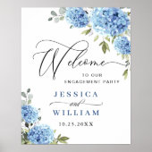 Elegant Blue Hydrangea Eucalyptus Verlovingsfeest Poster (Voorkant)