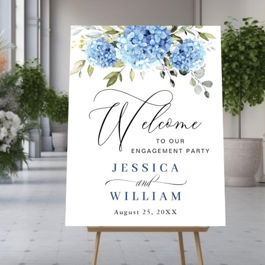 Elegant Blue Hydrangea Eucalyptus Verlovingsfeest Poster