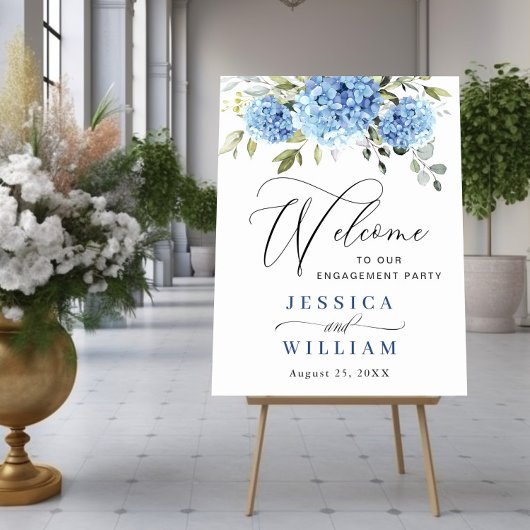 Elegant Blue Hydrangea Eucalyptus Verlovingsfeest Poster