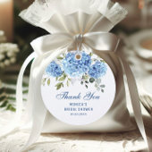 Elegant Blue Hydrangea Eucalyptus Vrijgezellenfees Bedankjes Labels