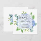 Elegant Blue Hydrangea Eucalyptus Vrijgezellenfees Kaart (Voorkant / Achterkant)