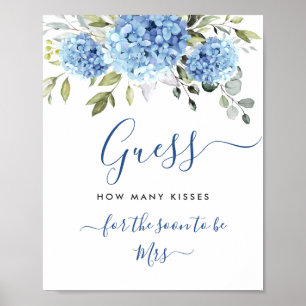 Elegant Blue Hydrangea Eucalyptus Vrijgezellenfees Poster