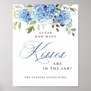 Elegant Blue Hydrangea Eucalyptus Vrijgezellenfees Poster