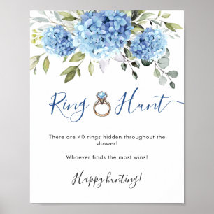 Elegant Blue Hydrangea Eucalyptus Vrijgezellenfees Poster