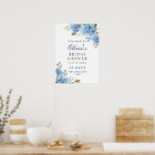 Elegant Blue Hydrangea Eucalyptus Vrijgezellenfees Poster (Keuken)