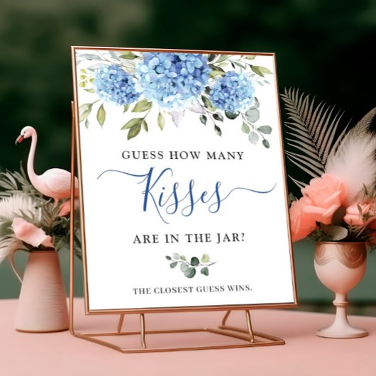 Elegant Blue Hydrangea Eucalyptus Vrijgezellenfees Poster