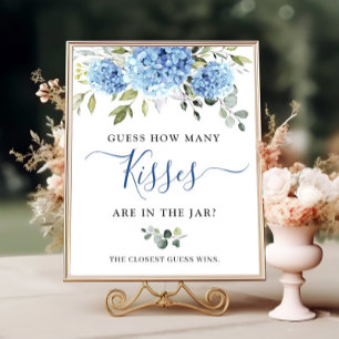 Elegant Blue Hydrangea Eucalyptus Vrijgezellenfees Poster