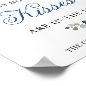 Elegant Blue Hydrangea Eucalyptus Vrijgezellenfees Poster (Hoek)