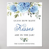 Elegant Blue Hydrangea Eucalyptus Vrijgezellenfees Poster (Voorkant)
