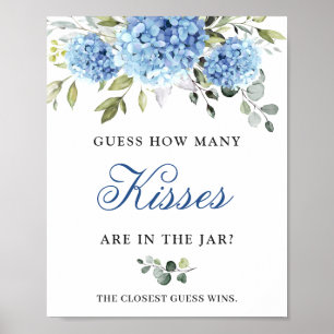 Elegant Blue Hydrangea Eucalyptus Vrijgezellenfees Poster