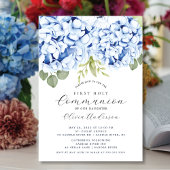 Elegant Blue Hydrangea First Community Invitation Kaart