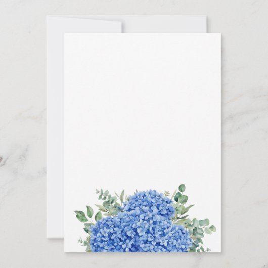 Elegant Blue Hydrangea Floral Kaart (Achterkant)