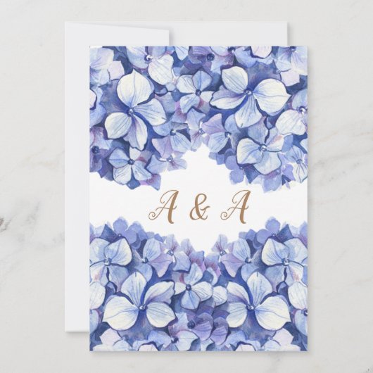 Elegant Blue Hydrangea Floral Kaart (Achterkant)