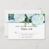 Elegant Blue Hydrangea Floral Navy RSVP Wedding Kaart (Voorkant)