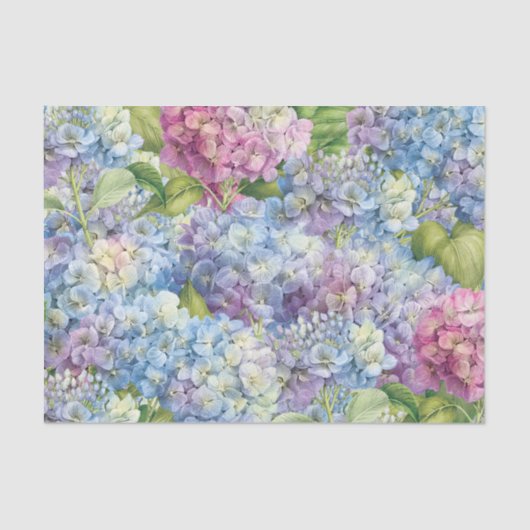 Elegant Blue Hydrangea Floral Pattern Decoupage Tissuepapier (Voorkant)