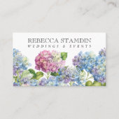 Elegant Blue Hydrangea Floral Professional Visitekaartje (Voorkant)