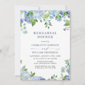 Elegant Blue Hydrangea Floral REHEARSAL DINNER Kaart (Voorkant)