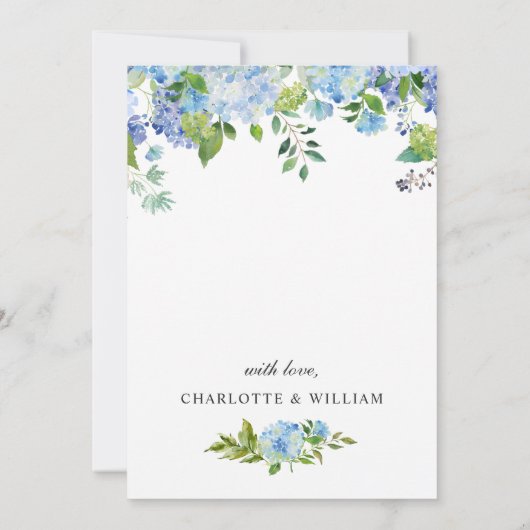 Elegant Blue Hydrangea Floral REHEARSAL DINNER Kaart (Achterkant)