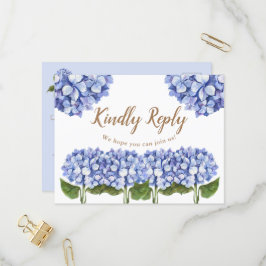 Elegant Blue Hydrangea Floral RSVP-kaarten Uitnodiging Briefkaart