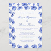 Elegant Blue Hydrangea Floral Virtual Wedding Kaart (Voorkant / Achterkant)