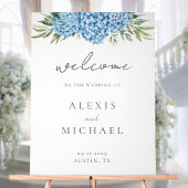 Elegant Blue Hydrangea Floral Wedding Acryl Bord