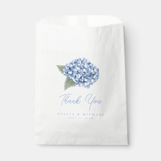 Elegant Blue Hydrangea Floral Wedding Bedankzakje (Voorkant)