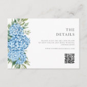 Elegant Blue Hydrangea Floral Wedding Informatiekaartje (Voorkant)