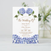 Elegant Blue Hydrangea Floral Wedding Invitation (Staand voorkant)