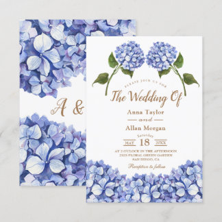 Elegant Blue Hydrangea Floral Wedding Invitation