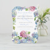 Elegant Blue Hydrangea Floral Wedding Invitation Kaart (Staand voorkant)
