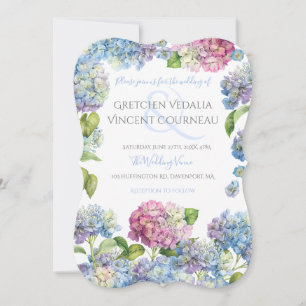 Elegant Blue Hydrangea Floral Wedding Invitation Kaart